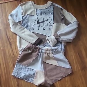 Nike Air Patchwork Set in Cream and Brown